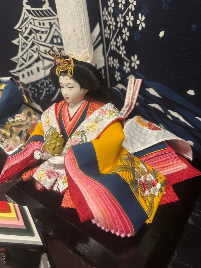 郡上本染 創作オリジナル 雛人形 親王飾り一式藍染・刺繍 高級雛人形 未使用