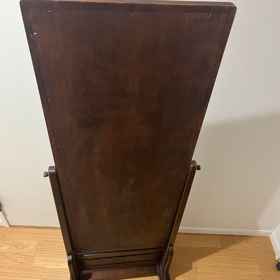 北海道民芸家具 スタンドミラー 姿見 全身鏡 鏡台 木製 アンティーク調