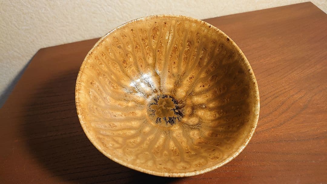 古九谷　須田靑華　靑華　初代須田靑華　伊羅保茶碗　黄瀬戸　抹茶碗　蔵出し　１客