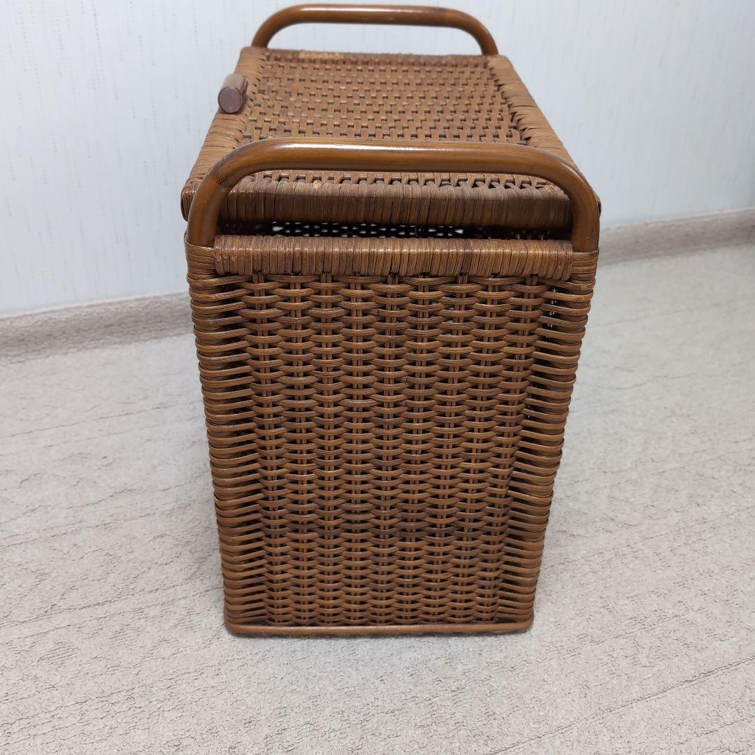 ラタン籐大型バスケット 昭和レトロ
