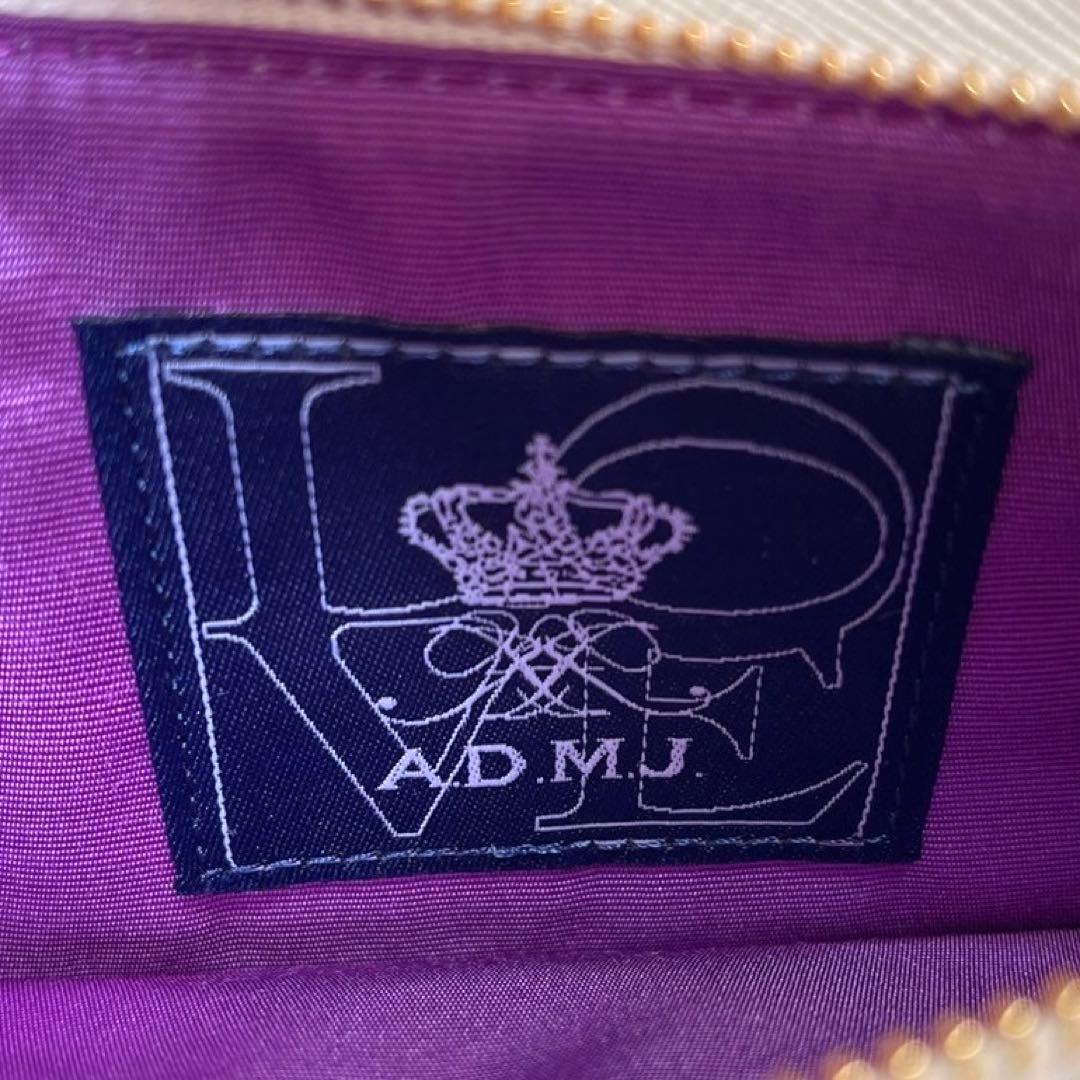 専用品A.D.M.J スワロフスキー グレー ラウンドジップ ウォレット