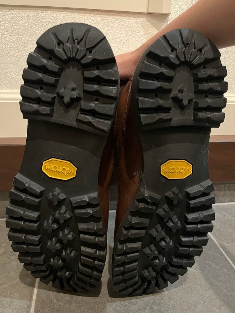 ブラウン レザー ワークブーツ ハイカット