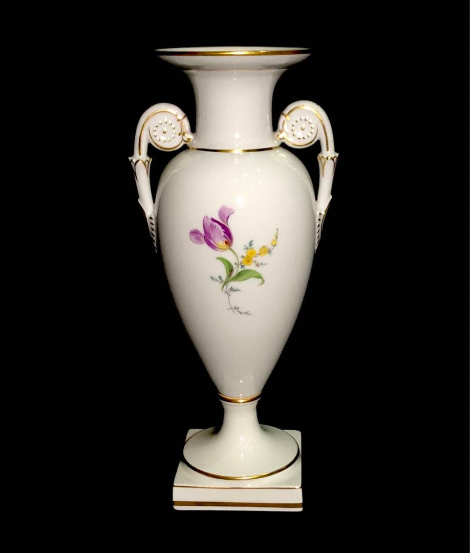Meissenマイセン /※1級品 25cm 大型耳付花瓶　フラワーベース