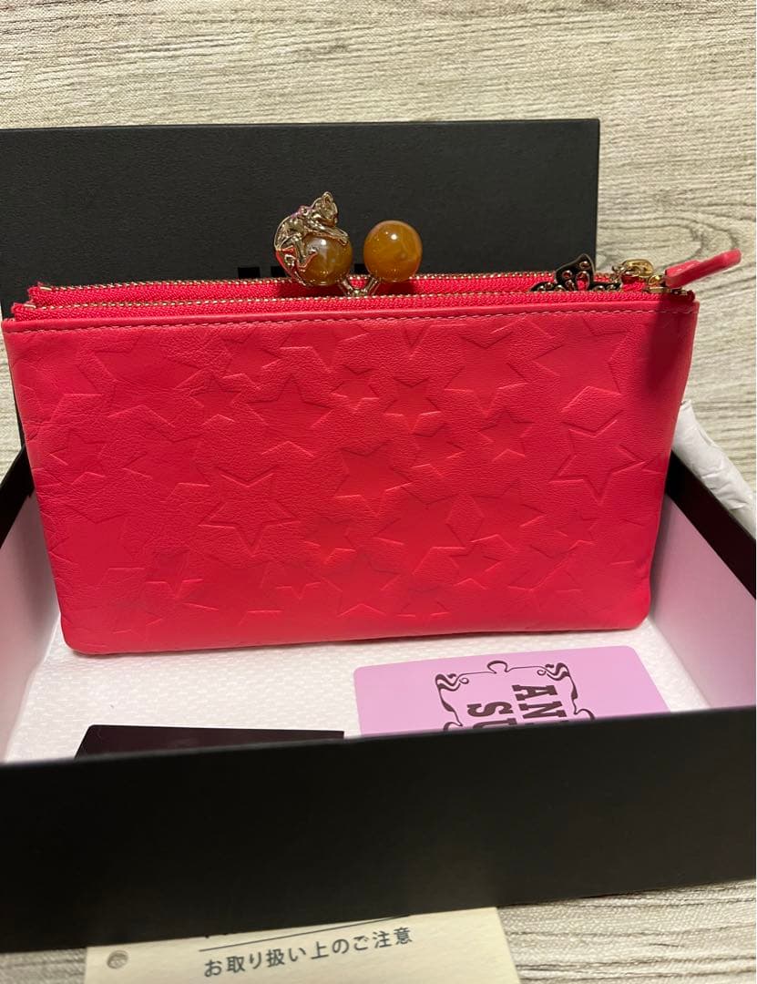 新品　アナスイ　プレイングキャット　猫　がま口財布　チェーンウォレット　ピンク