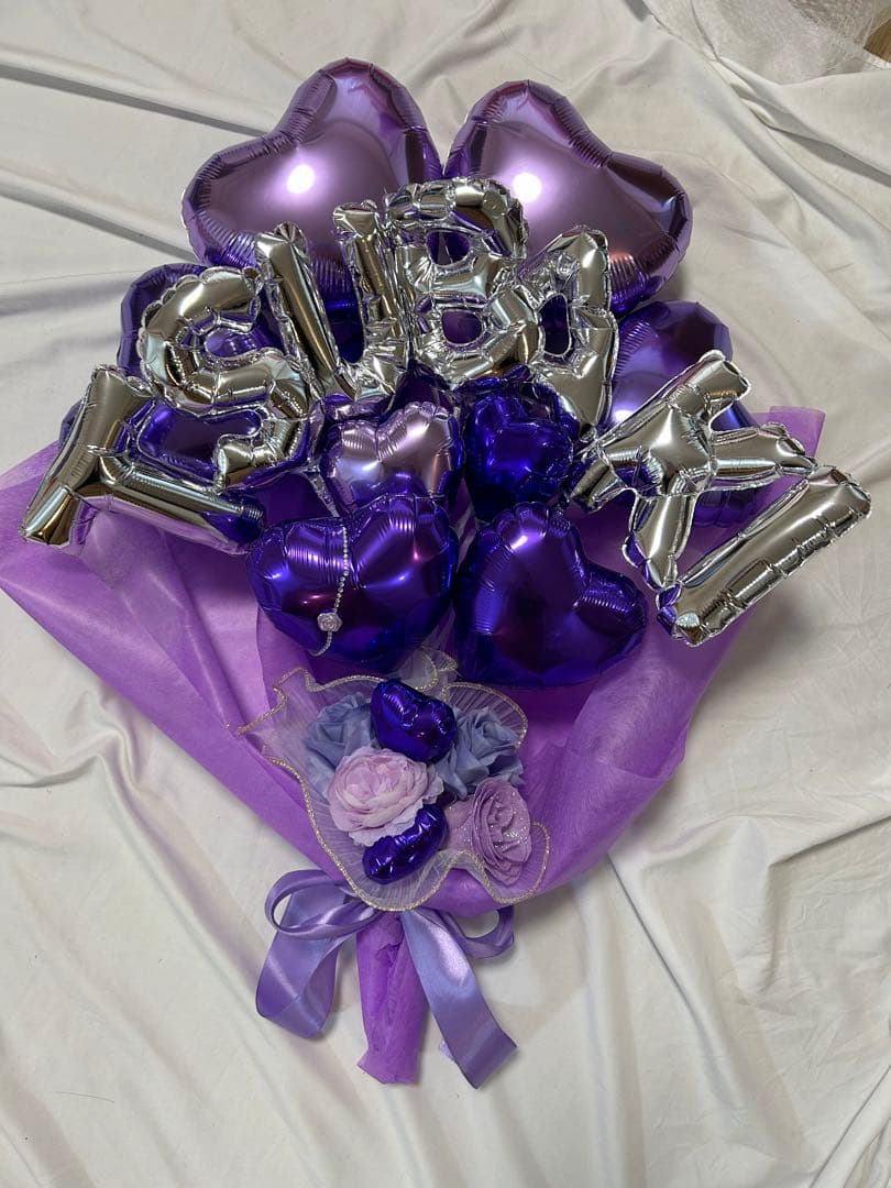 R❤︎　3月　卒業式　バルーン　花束　ブーケ　プレゼント　パープル