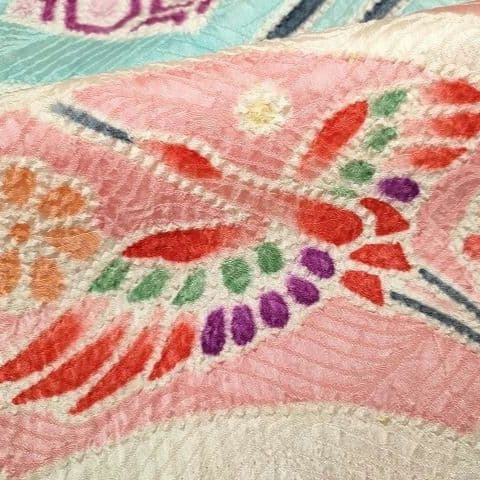 正絹綸子☆本絞り＋グラデーション☆高貴な雰囲気満載な産着～3歳七五三向け祝着