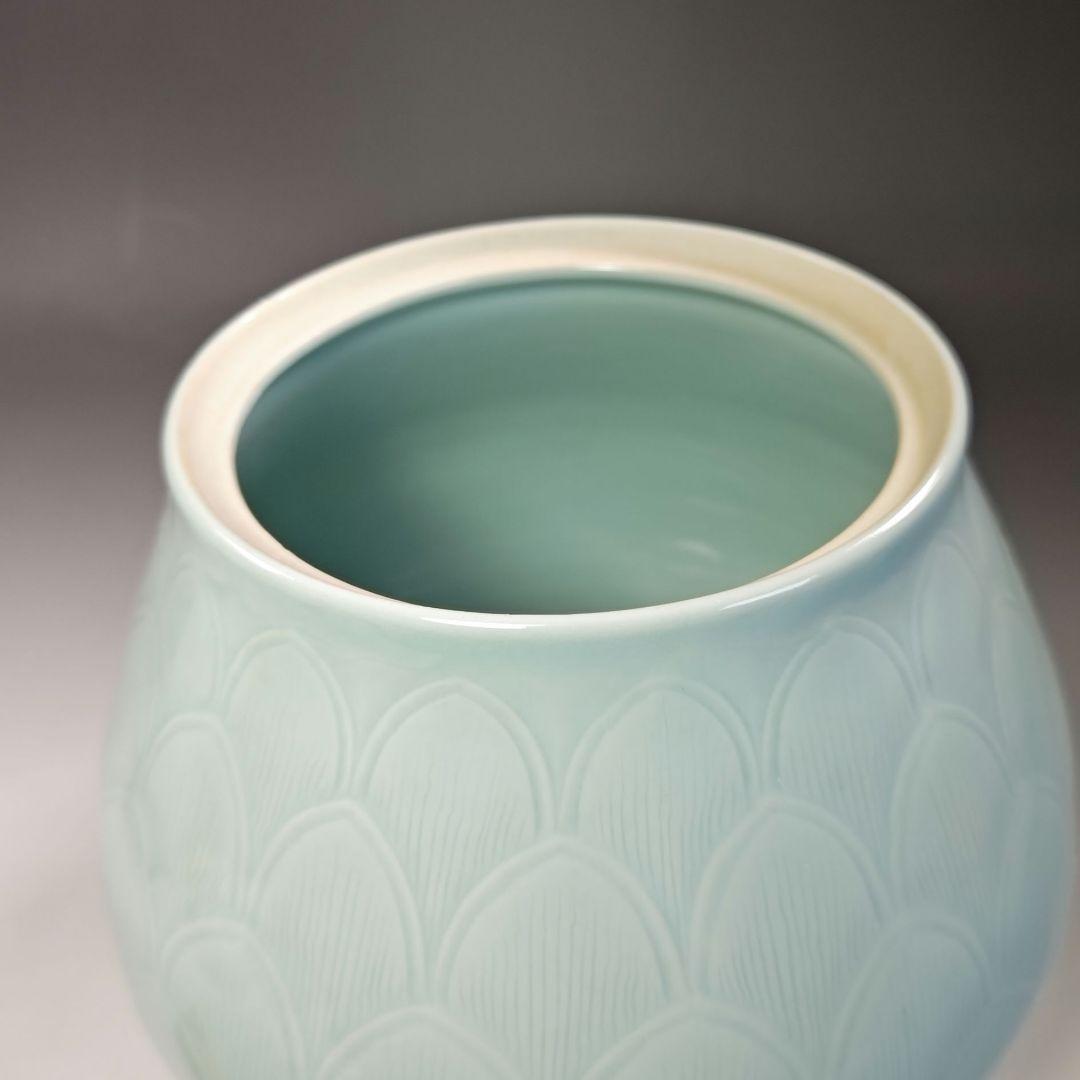 イ748 皆具『韓国 陶芸 粱命煥 青磁 青珍 皆具　共箱』茶道具