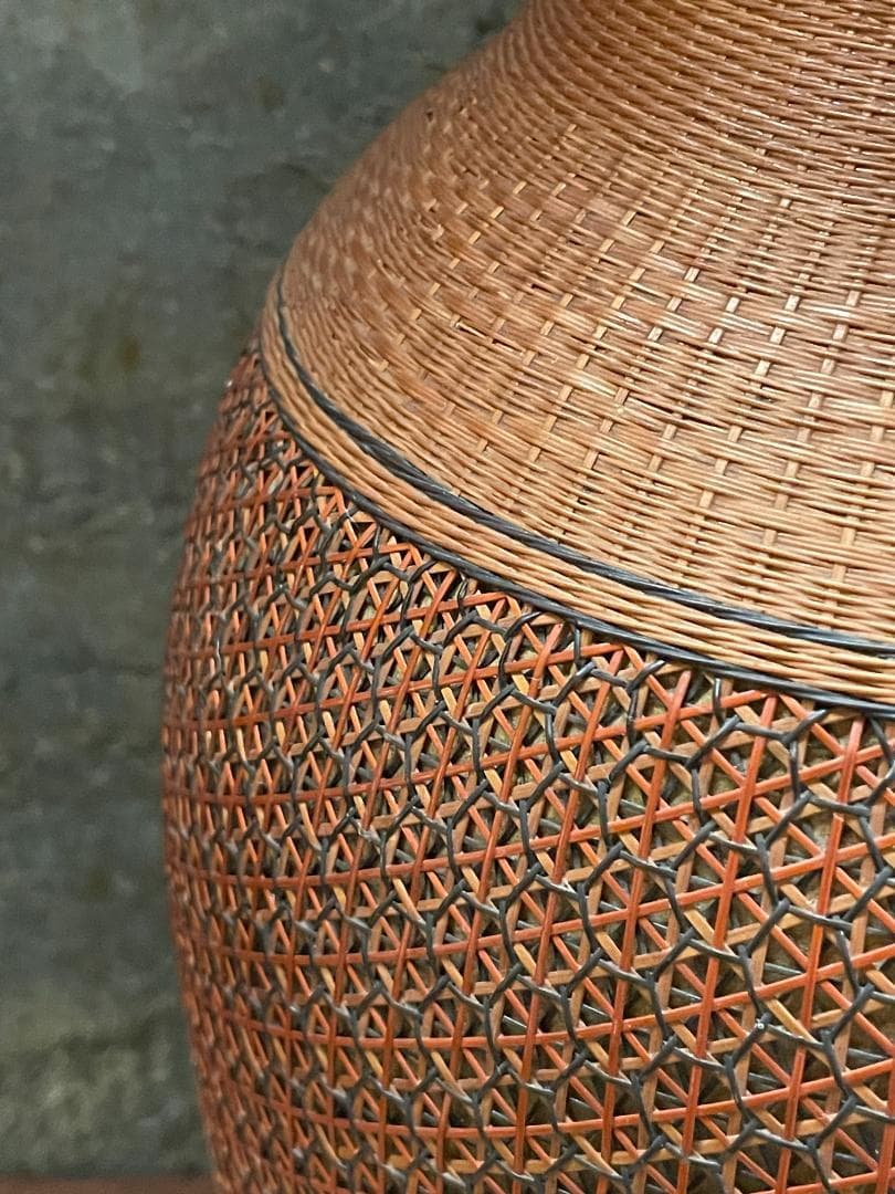 希少 1940's ヴィンテージ 上海伝統工芸 竹細工 編み込 大型 花瓶 花壺