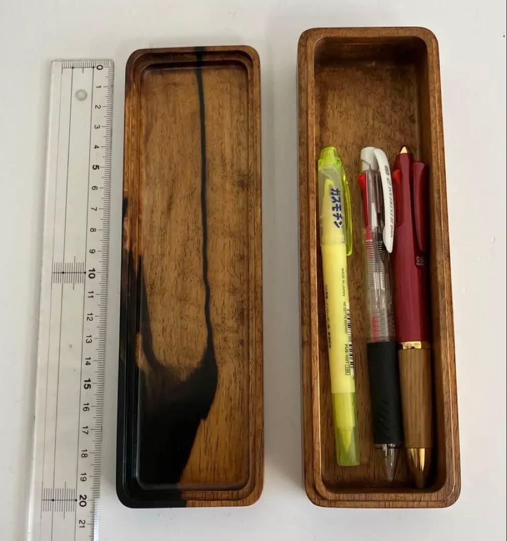 値下げ　黒柿　拭き漆　筆箱小物入れ　約20cm×約6cm×約4cm