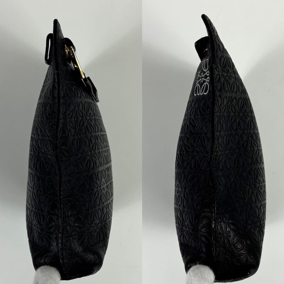 LOEWE リピートアナグラム レザー クラッチバッグ ブラック