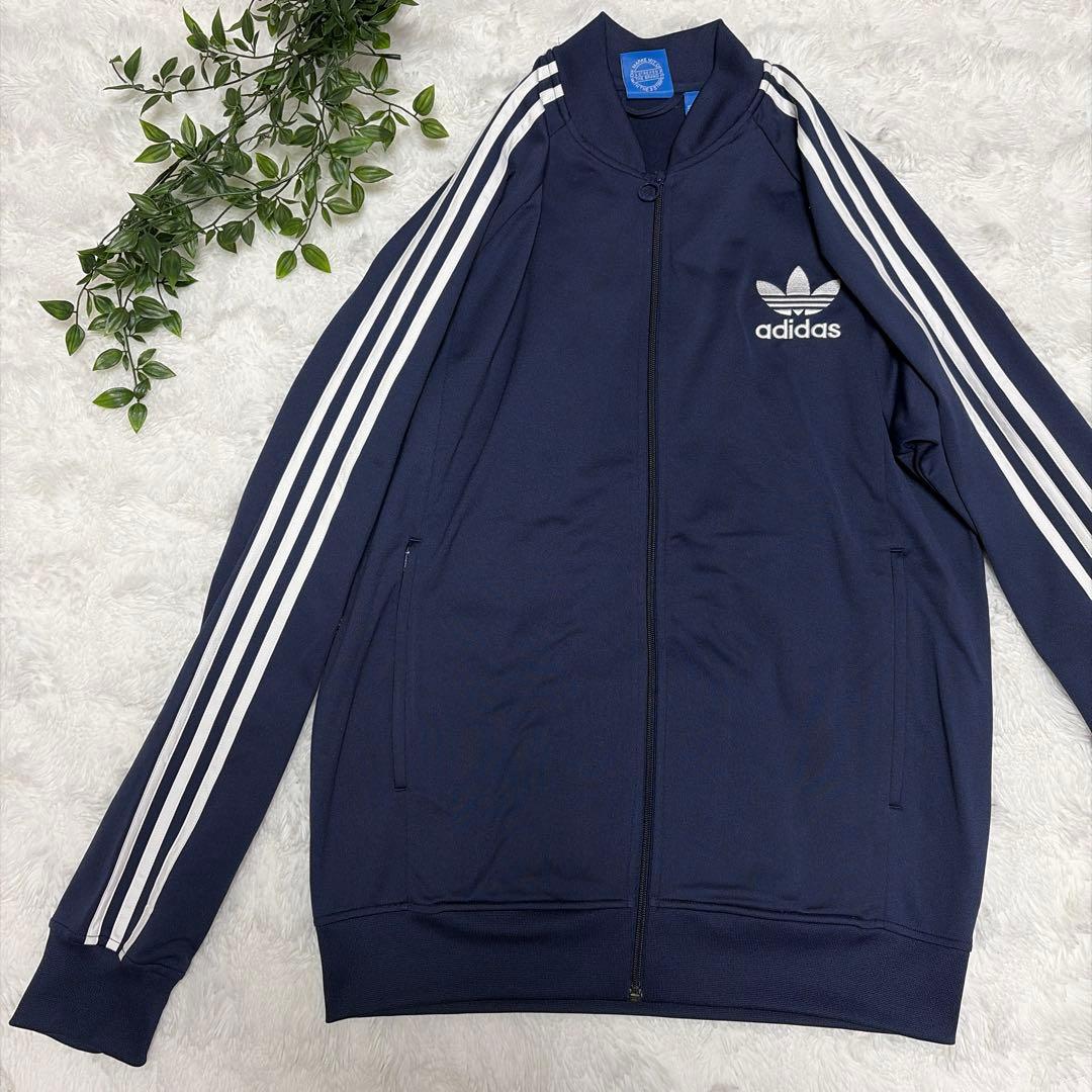 希少 美品 アディダス トラックジャケット 濃紺ネイビー 2XL