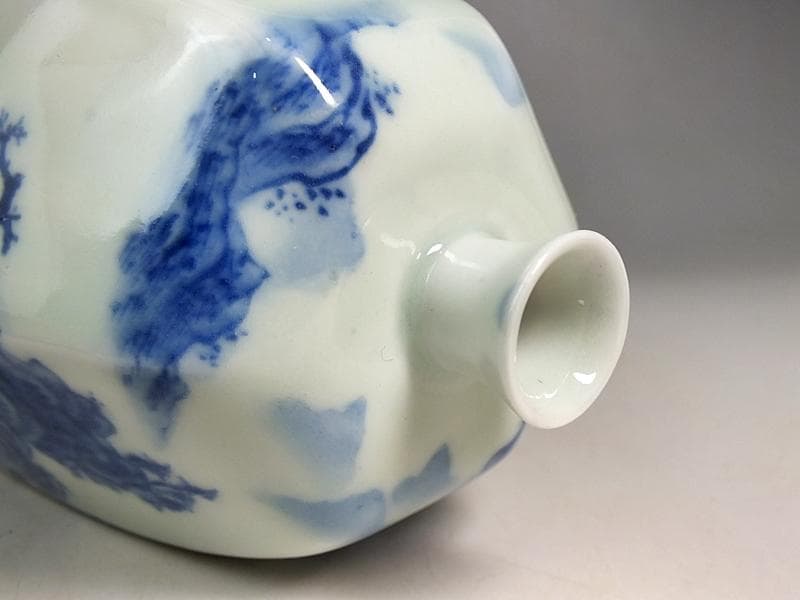 ☆ 平戸焼 染付六角徳利 江戸期 ☆A11