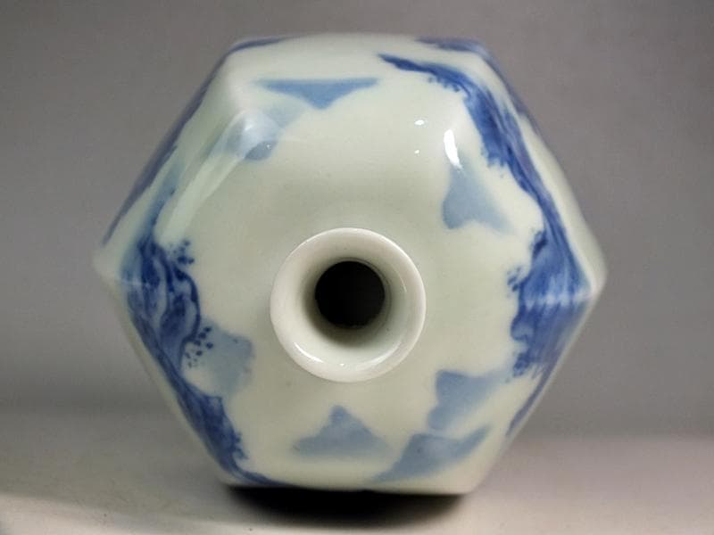 ☆ 平戸焼 染付六角徳利 江戸期 ☆A11