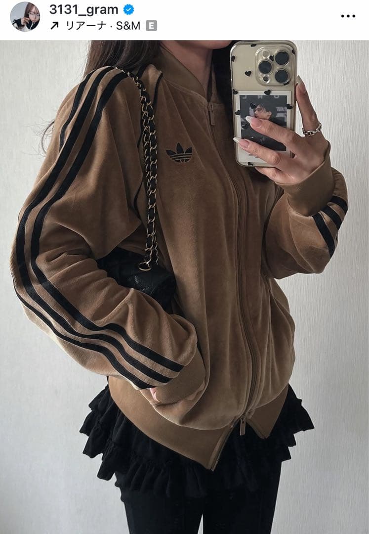 希少XS⭐️adidasアディカラー ブラウン ベロア トラックトップ 風早ゆうた