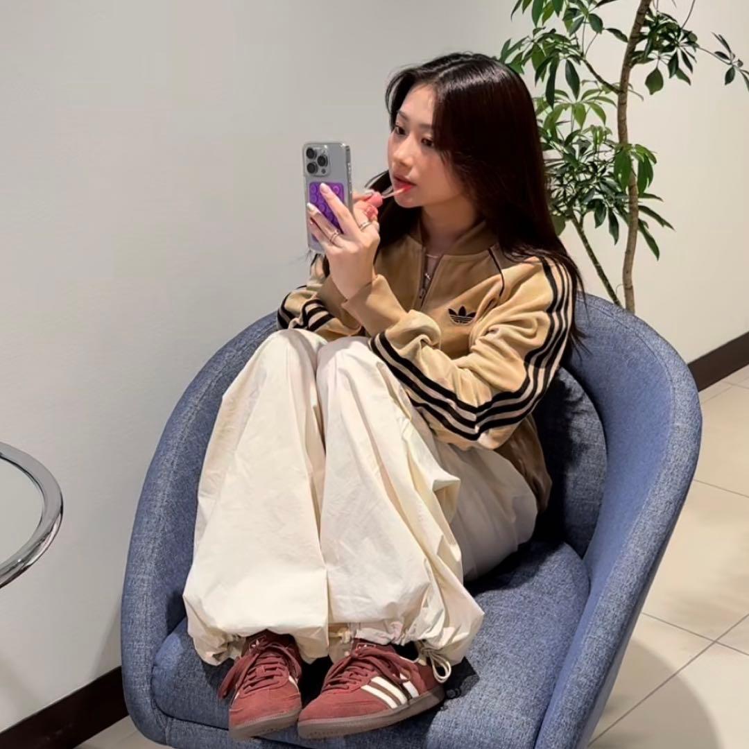 希少XS⭐️adidasアディカラー ブラウン ベロア トラックトップ 風早ゆうた