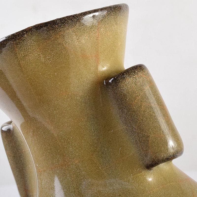 中国　哥窯　青磁　金絲鉄線　氷裂文双耳瓶　C　6910