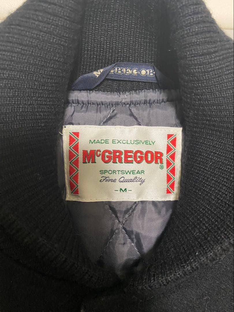 極美品 McGREGOR 袖レザー スタジャン キルティング 中綿 ワッペン 黒