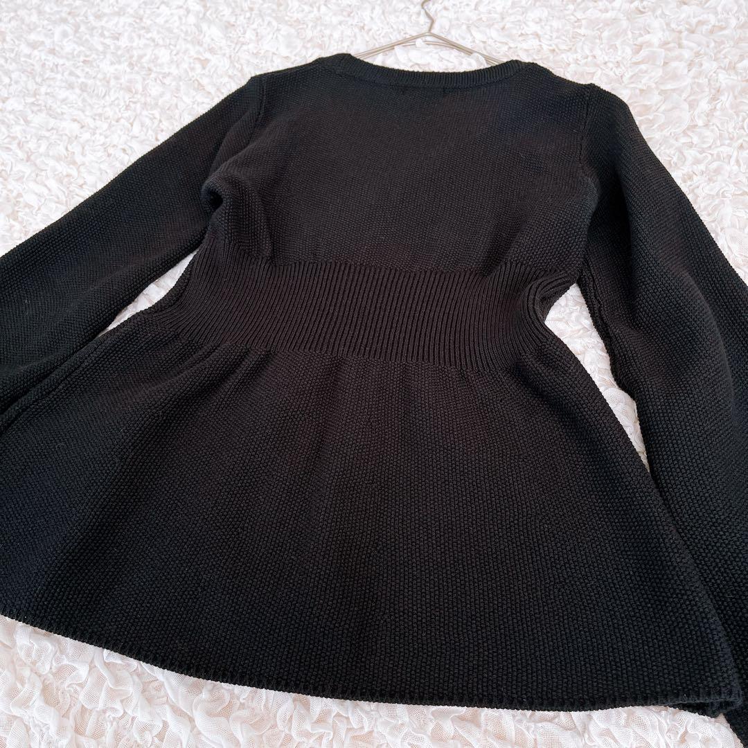 美品 anuans ウエストシェイプペプラムニットジャケット カーディガン 黒