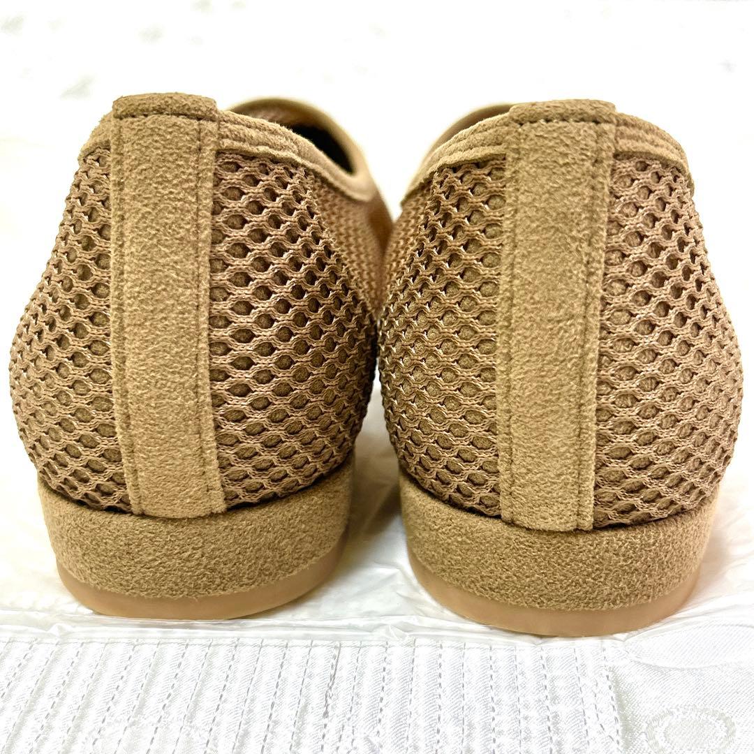 【新品】大人気 ルタロン ポインテッドネットフラットパンプス キャメル 23.5
