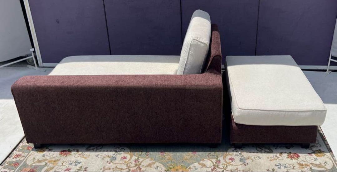 ダークブラウンクリーム色ソファセット Aromania+ ブラウン フワフワラグ