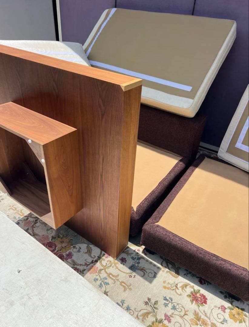 ダークブラウンクリーム色ソファセット Aromania+ ブラウン フワフワラグ