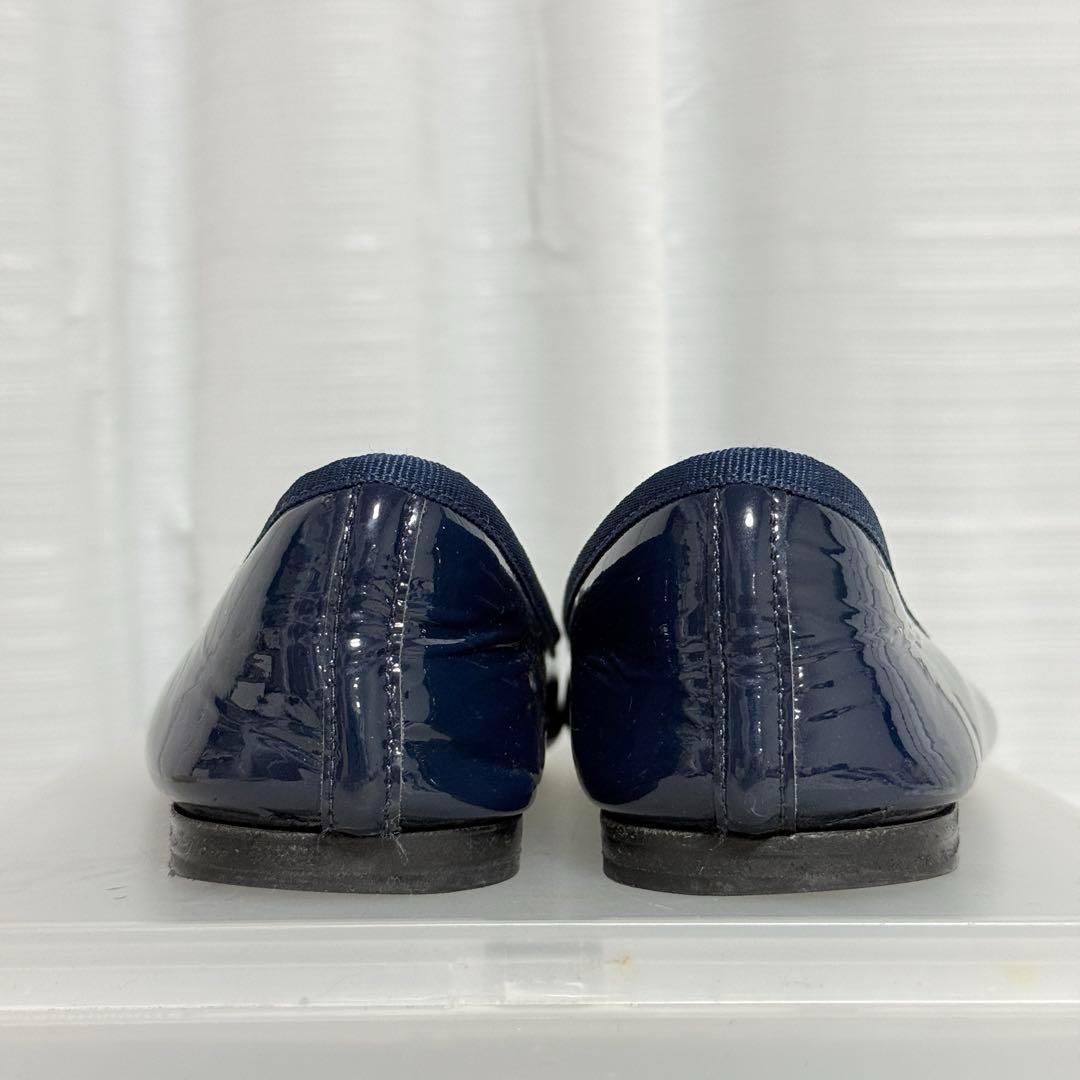 美品✨レペット　サンドリオン　バレリーナ　リボンフラットシューズ　エナメル　紺
