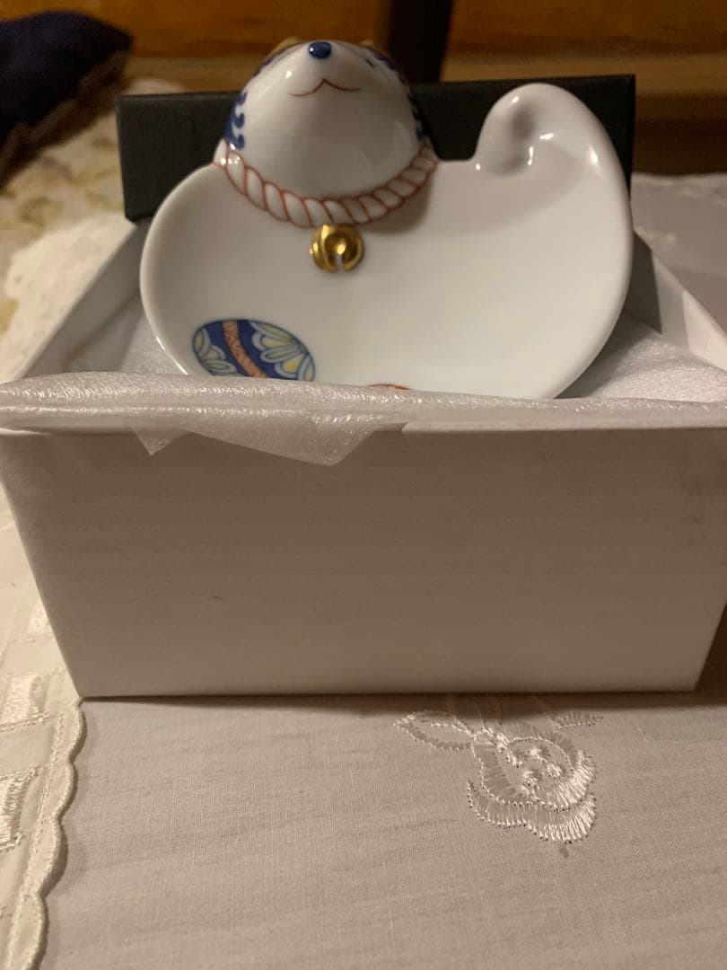 畑萬陶芸 手まり文 狗皿（小） 犬皿 手毬 雛祭り 誕生日 七五三 十五夜 正月