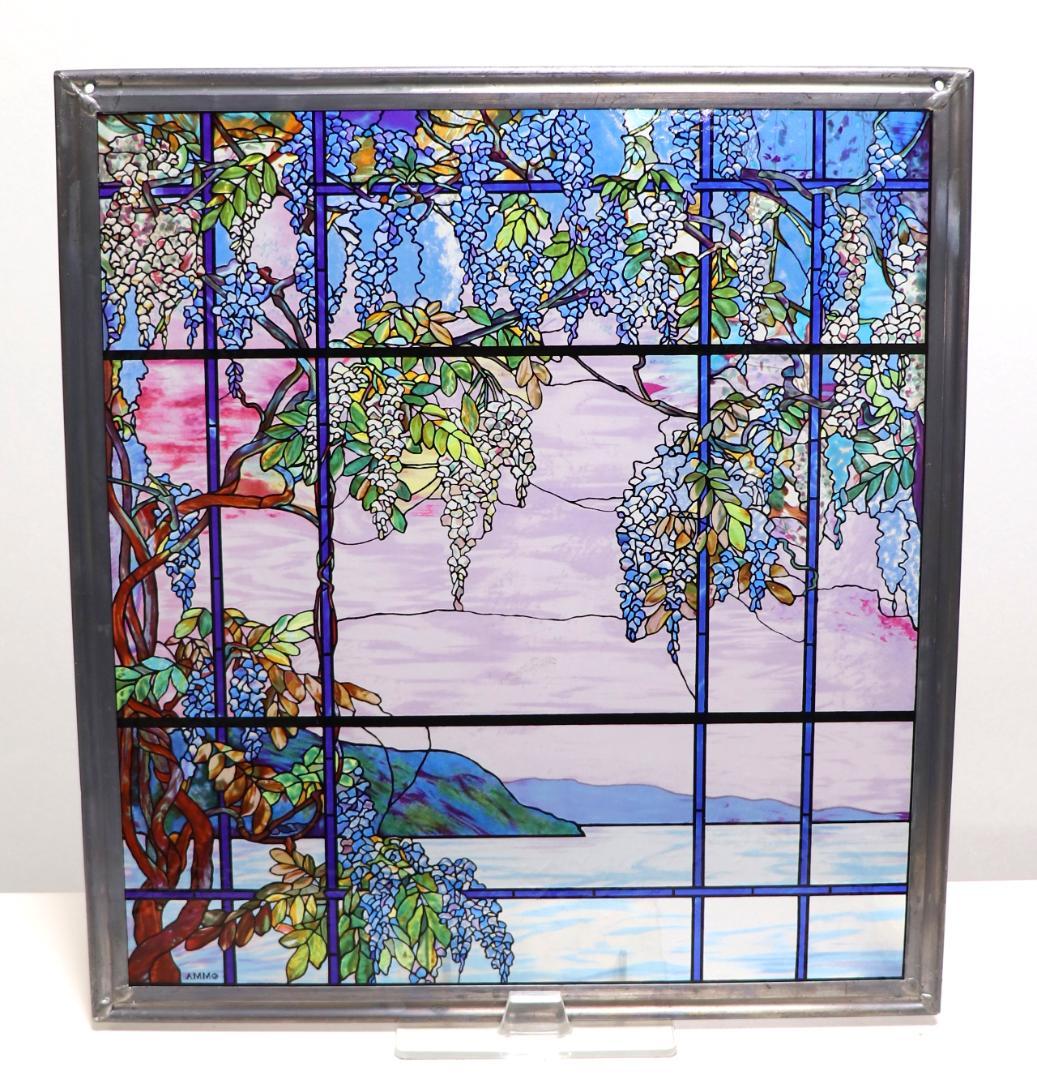 ルイス・C・ティファニー ヴィンテージ ステンドグラス 大型オイスターベイの風景