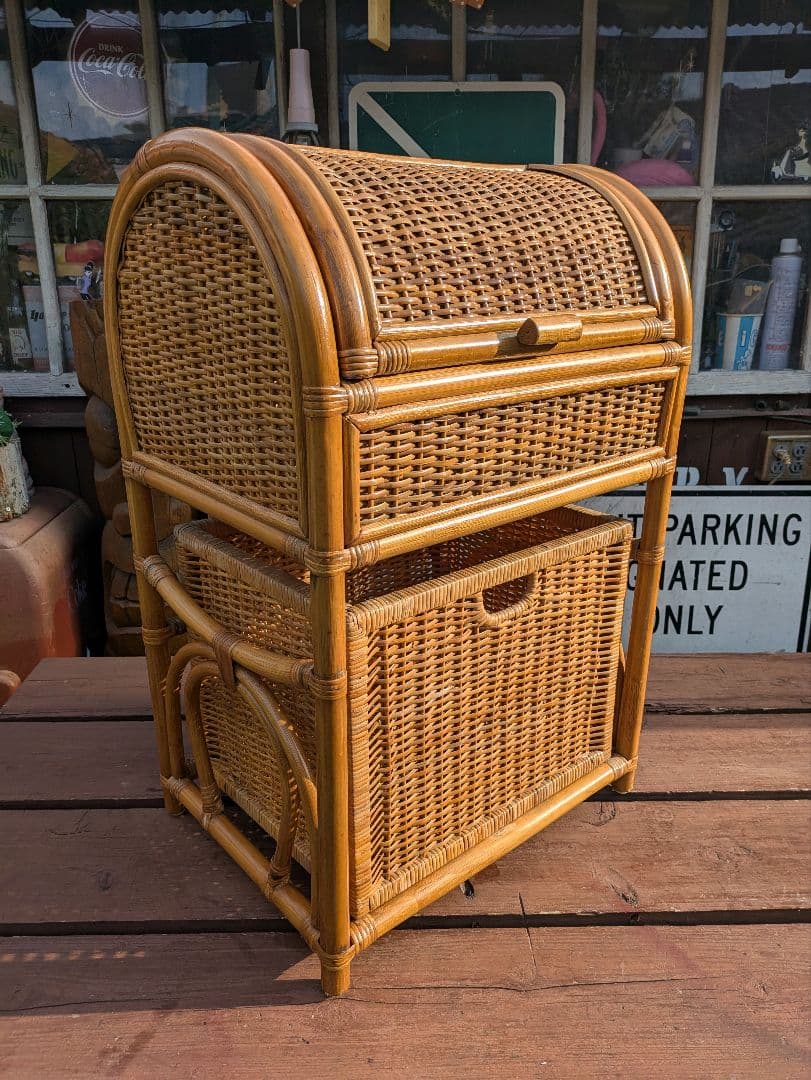 希少　飴色ラタン収納 ランドリーラック バスケット タンス　収納バスケット　カゴ