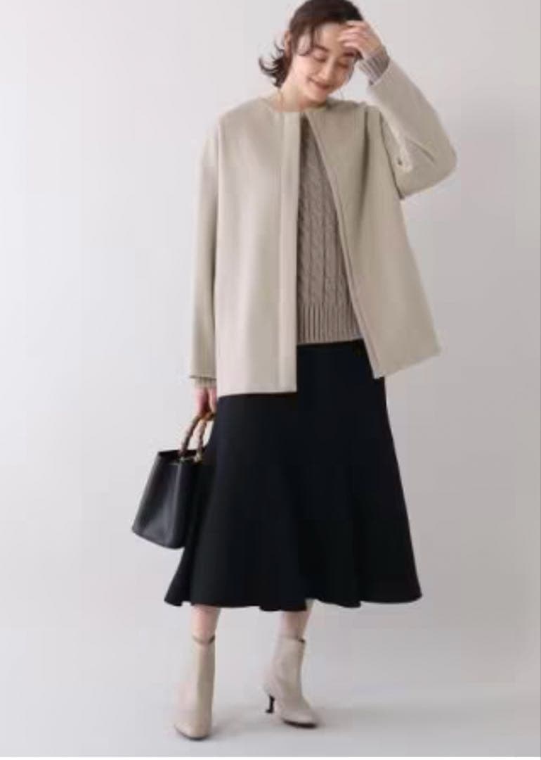 いさく様UNTITLED 【STORY掲載】カシミヤ混ノーカラー コクーンコート