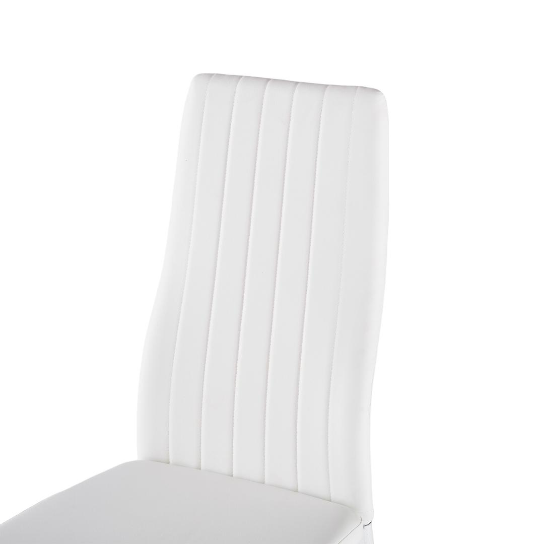 ダイニングチェア 4脚セット ダイニングイス ホワイト PU シボリ背もたれ