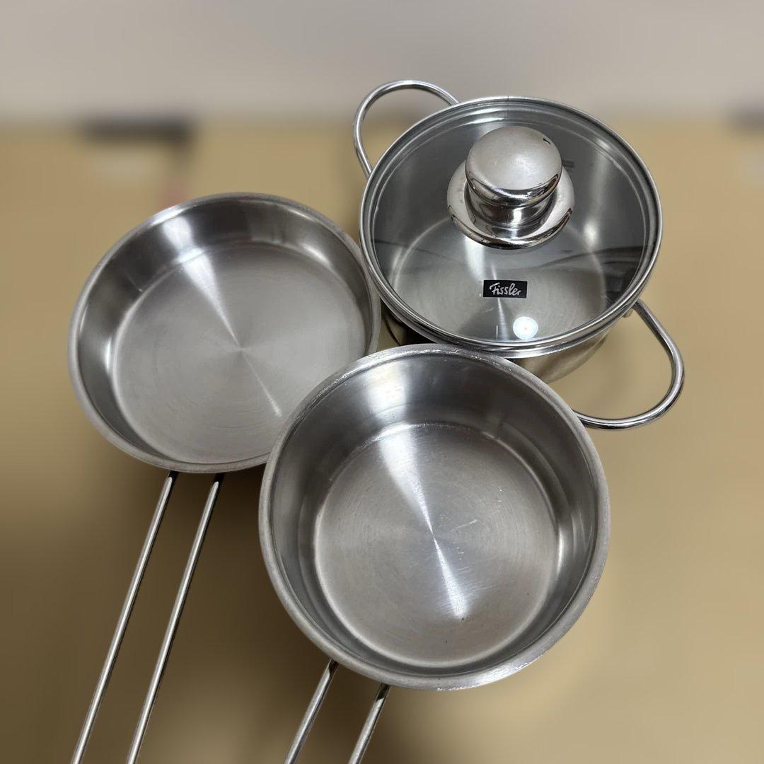 フィスラー スナッキーセット 鍋 フライパン ソースパン ガラス蓋 4点 セット