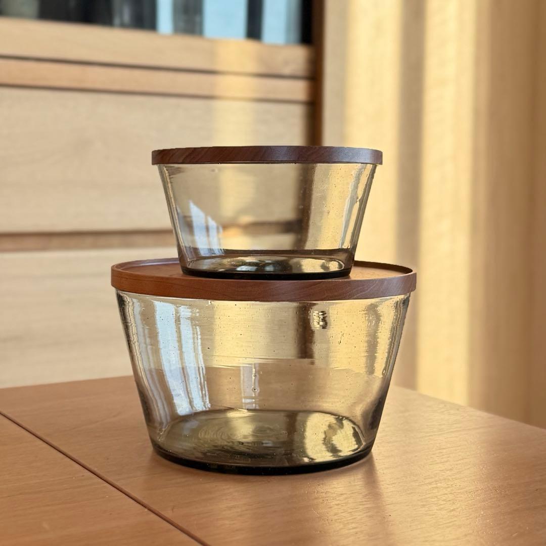 [1/9〆切]KOBO ガラスボウル蓋 Kaku 大小セット　Peter Ivy