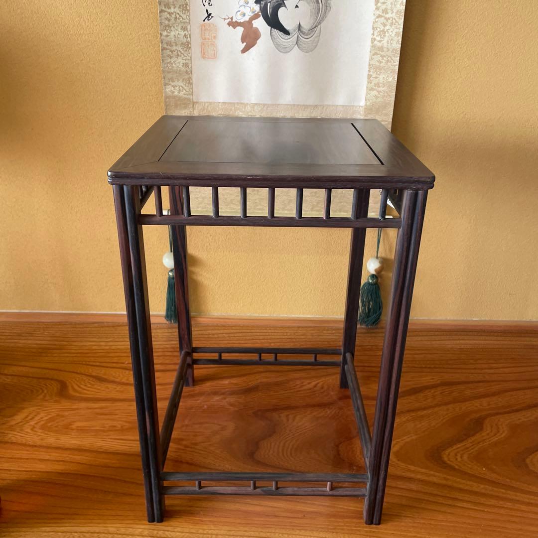 唐木懸崖1.1尺 盆栽台 黒檀 ビンテージ品 昭和レトロ 高卓(こうしょく)