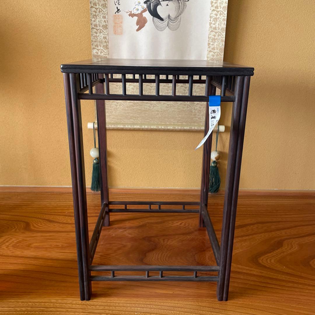 唐木懸崖1.1尺 盆栽台 黒檀 ビンテージ品 昭和レトロ 高卓(こうしょく)