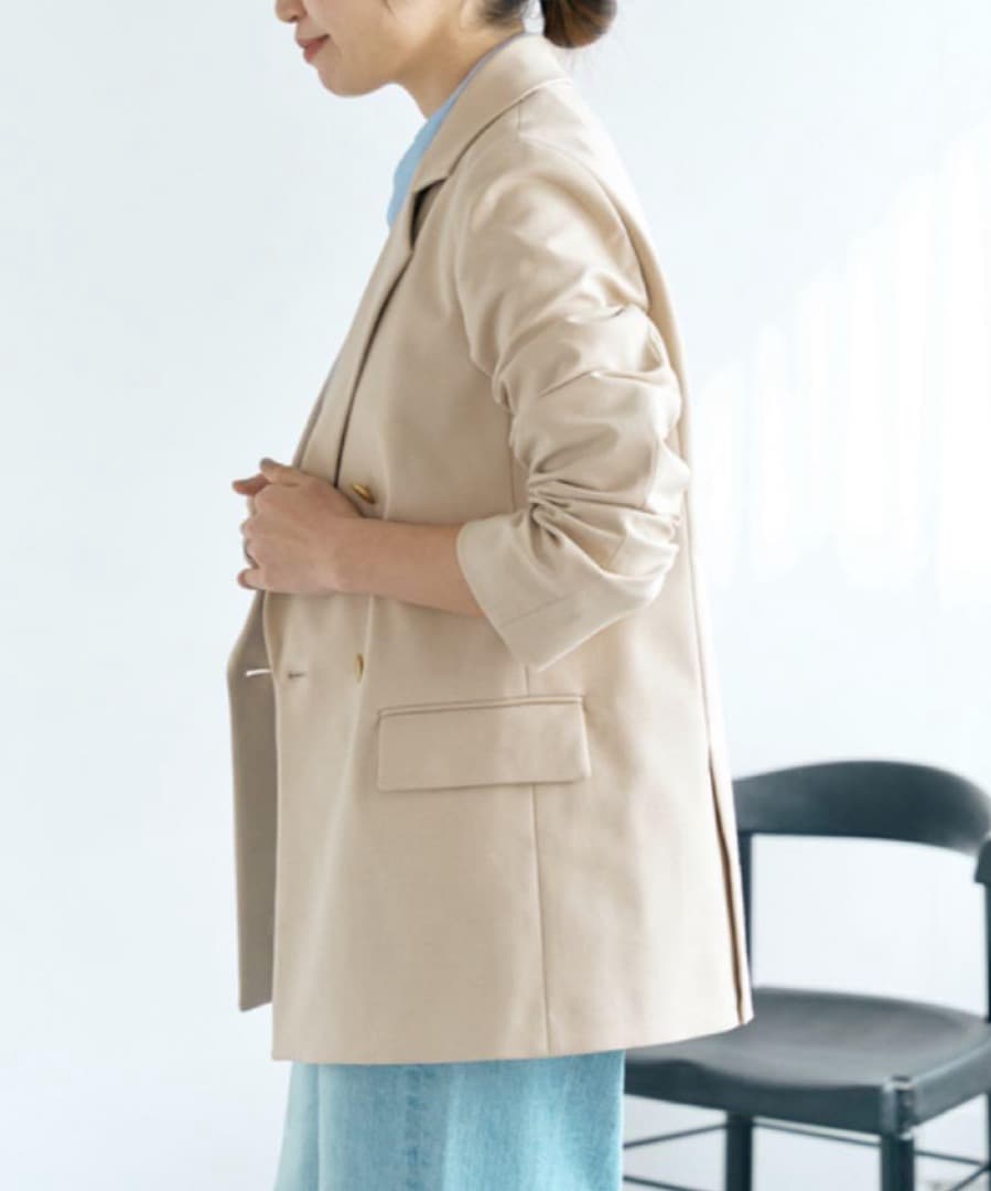 miii【 IENA】 T/Rツイル ダブルブレストジャケット ベージュ