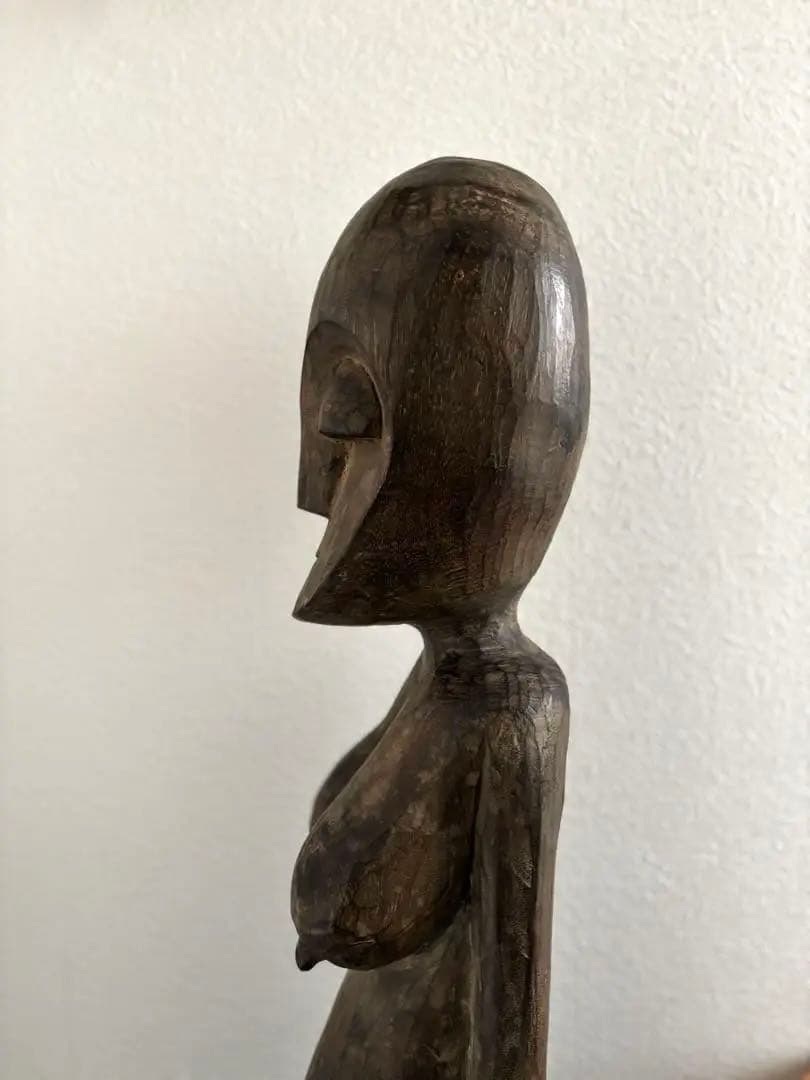 691 骨董 民芸 アンティーク アフリカ コンゴ ルバ族 女性立像 彫刻