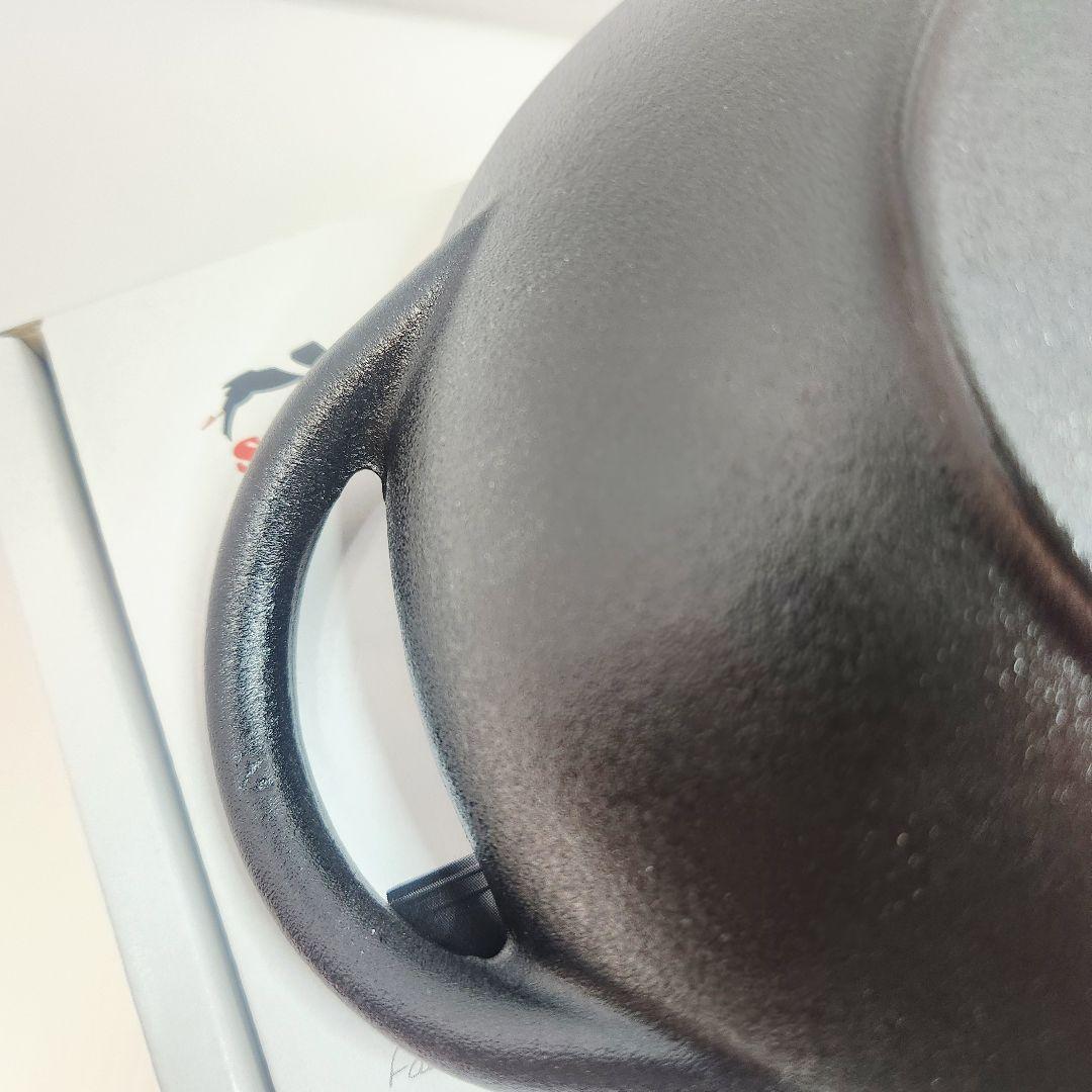 【ラスト】Staub ベビー ウォック 16 二点 ブラック ニッケルツマミ