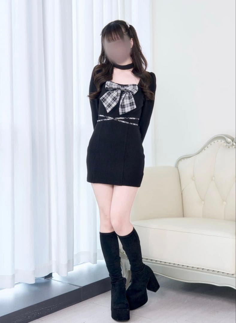 チェックリボンニットワンピース Nogenki BunnyLis