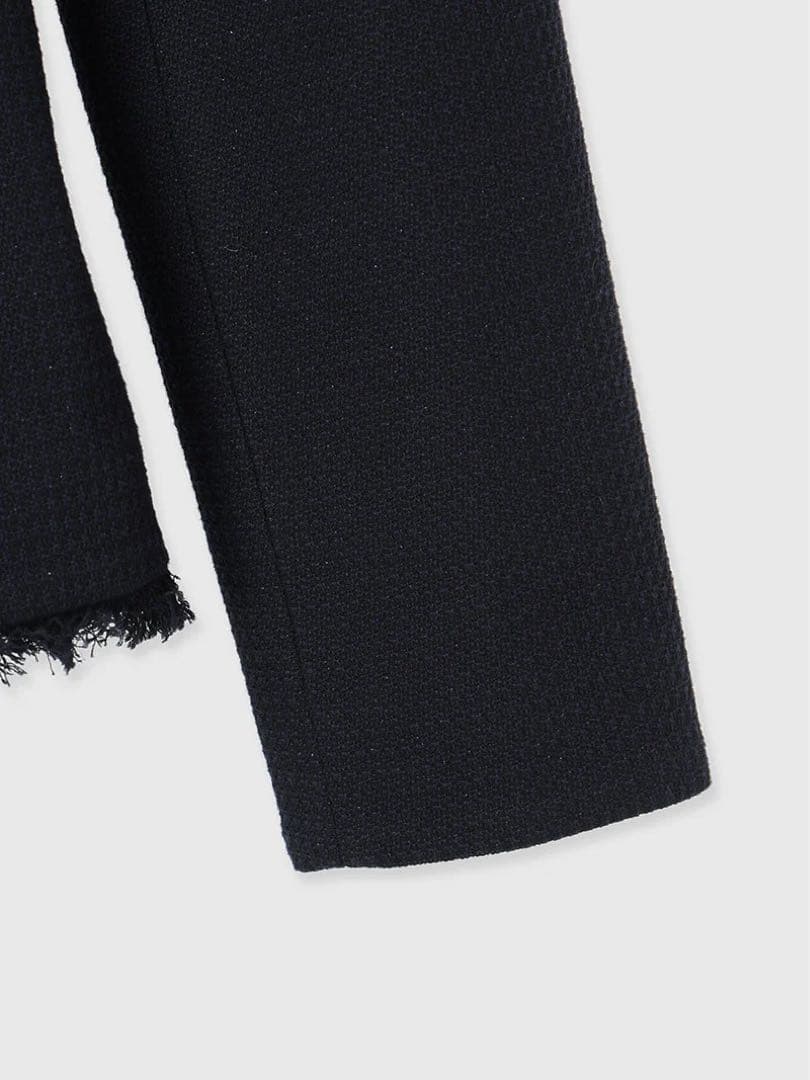 anuans ツイードノーカラーフォルムジャケット　ネイビー