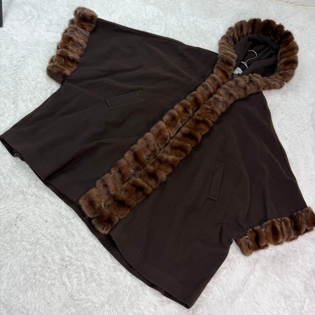 ポンチョ リアル ファー Clips Wanda Mode ウール アンゴラ混