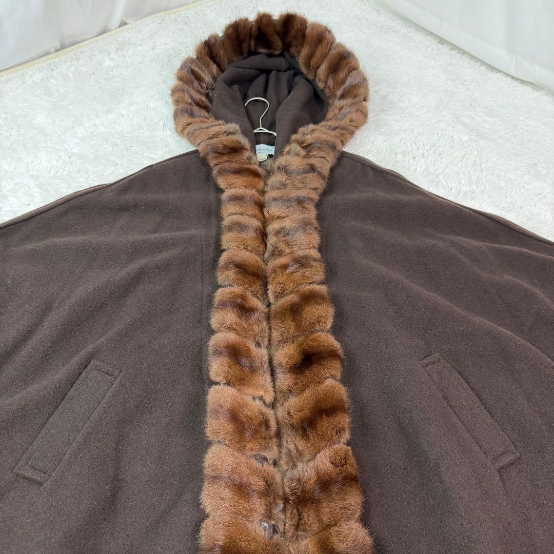 ポンチョ リアル ファー Clips Wanda Mode ウール アンゴラ混