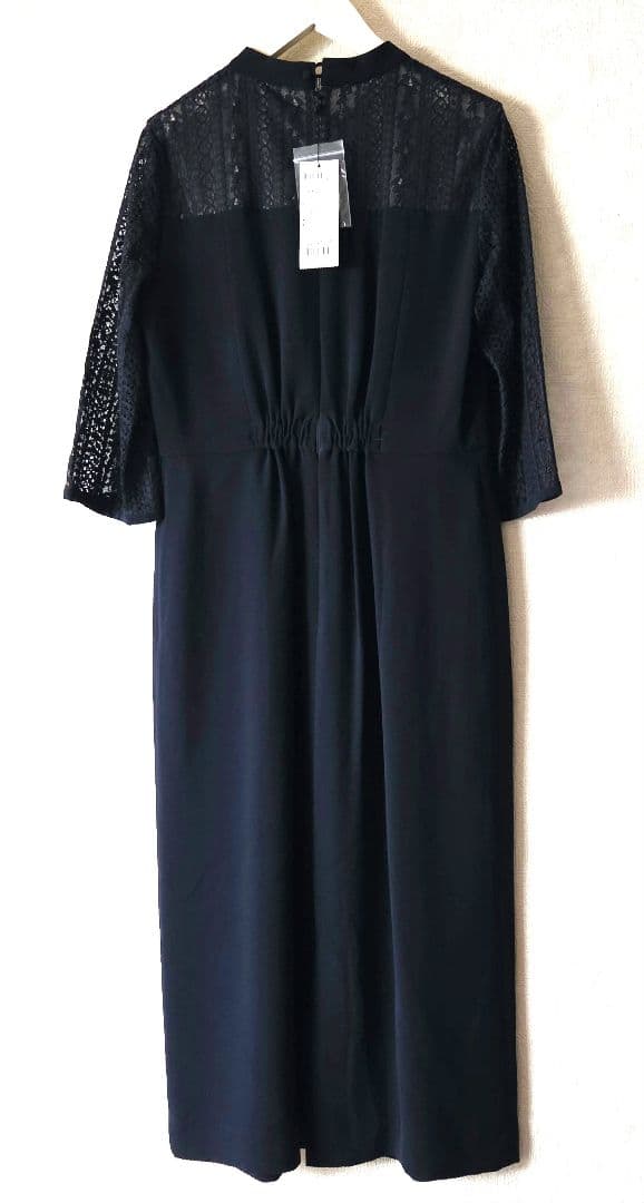 23区☆ワンピース ネイビー レース袖 パーティードレス セレモニー 40