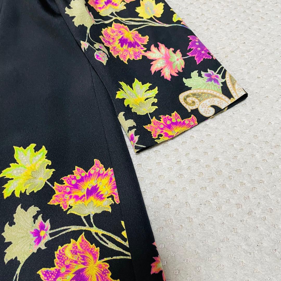新品同様♡希少42サイズ✨エトロ　ETRO シルク 花柄　ワンピース ブラック