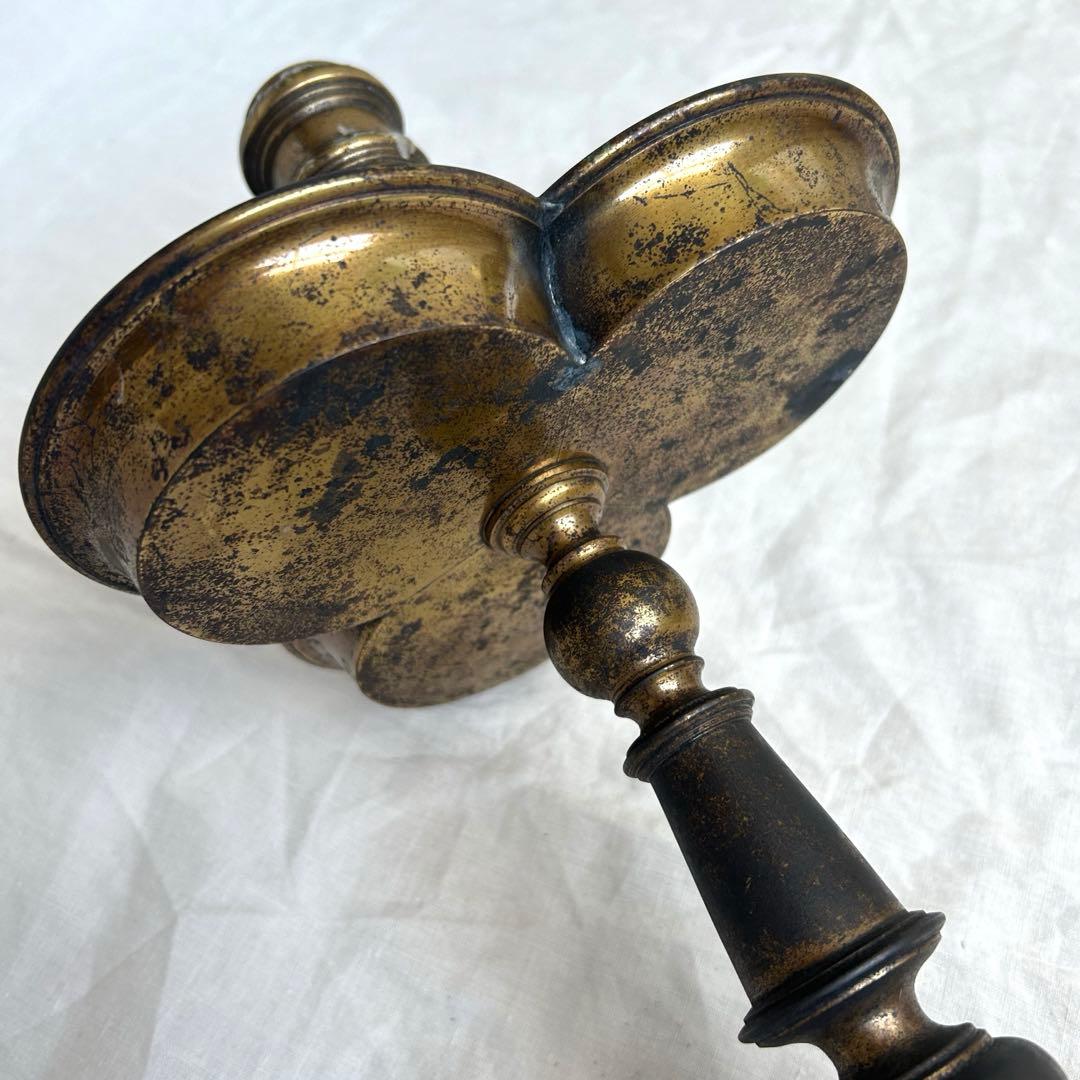 希少　フランスアンティーク 真鍮製 燭台 特大36cm 3つ葉　店舗什器　B