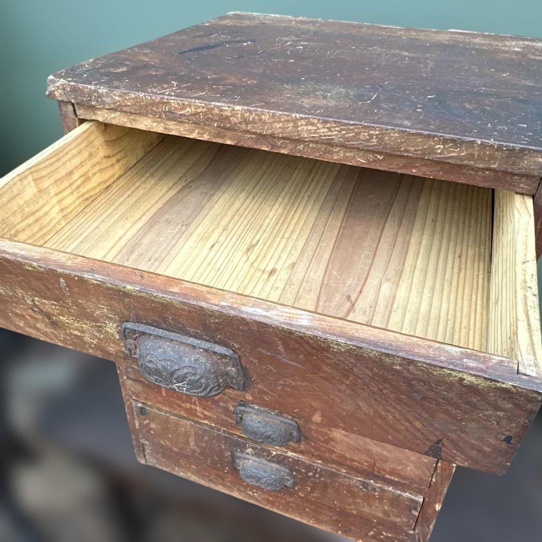 最終お値下げ❣️ヴィンテージ　味ありすぎな木製5段小物　小引き出し　収納