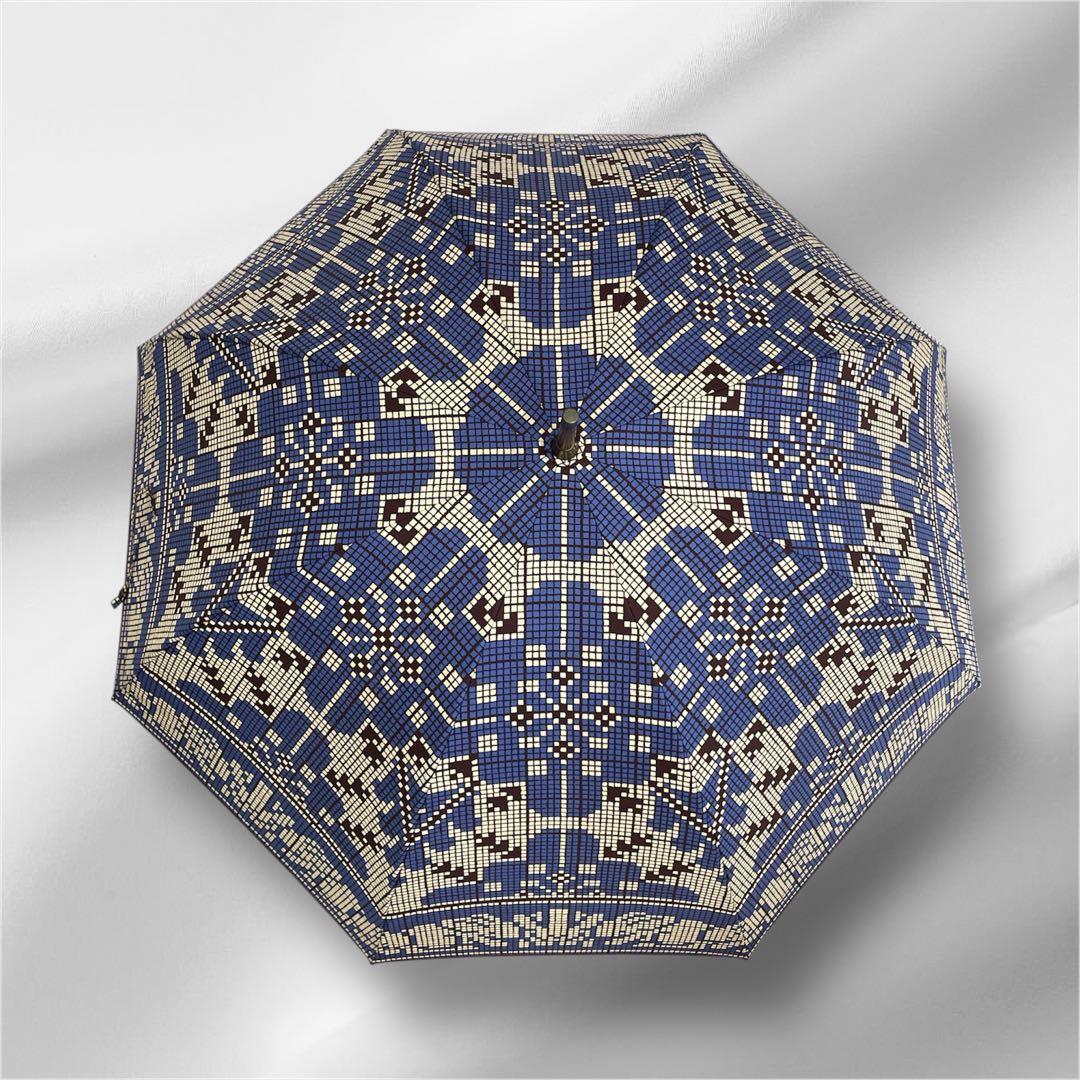 【美品】Vivienne Westwood 長傘　幾何学模様　総柄　ブルー