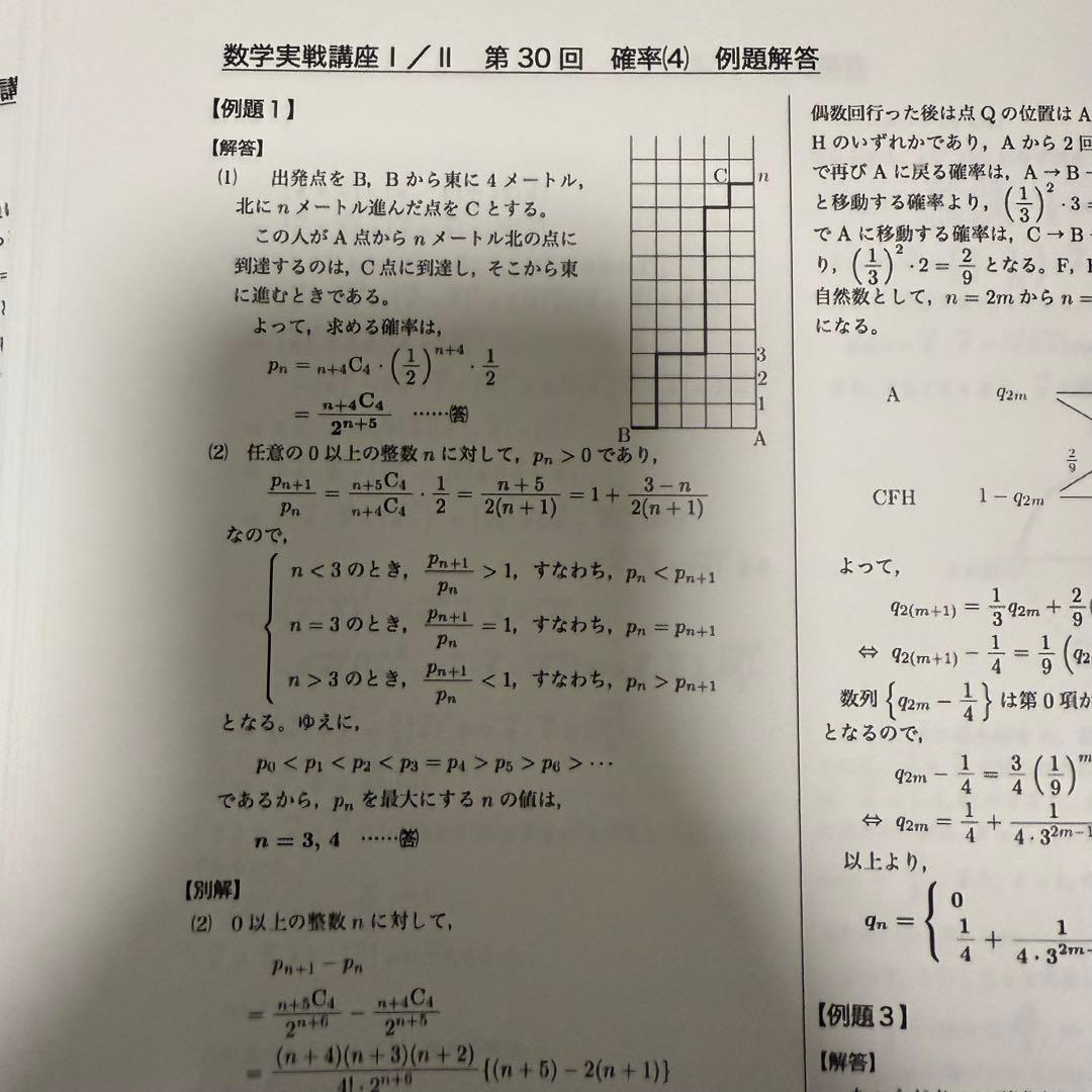 鉄緑会 数学実戦講座I/II 例題解答プリント