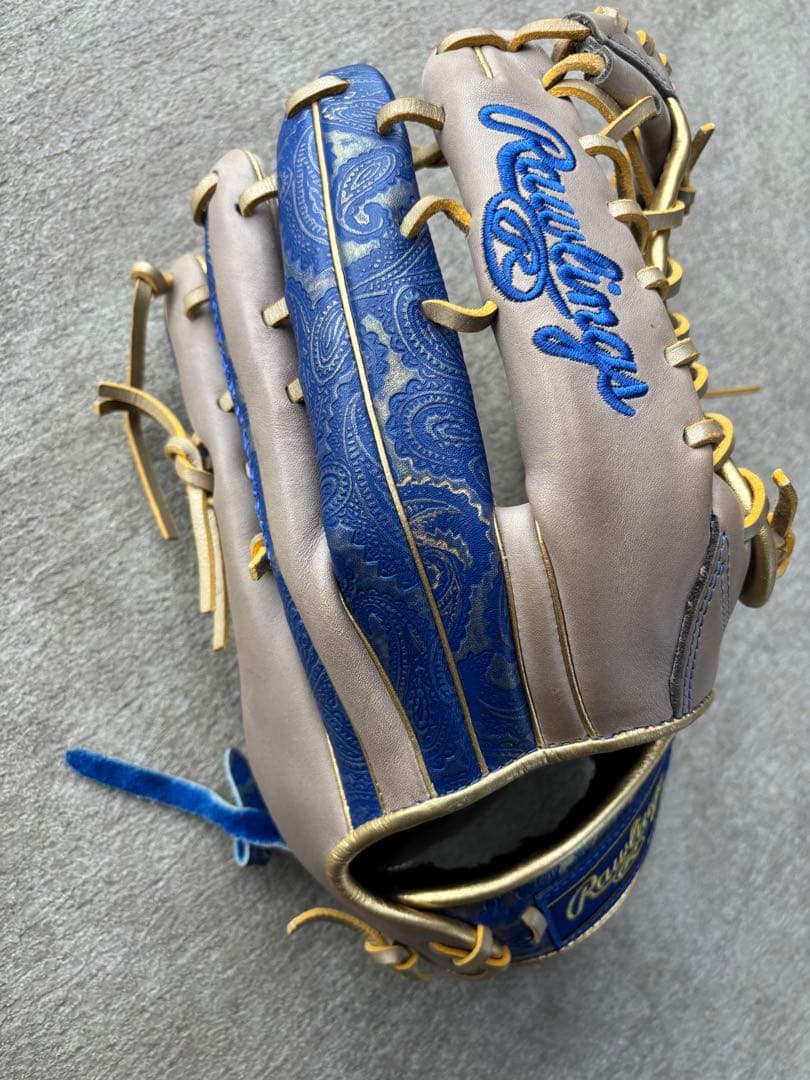 Rawlings 軟式グローブ グレー/青/ゴールド　外野