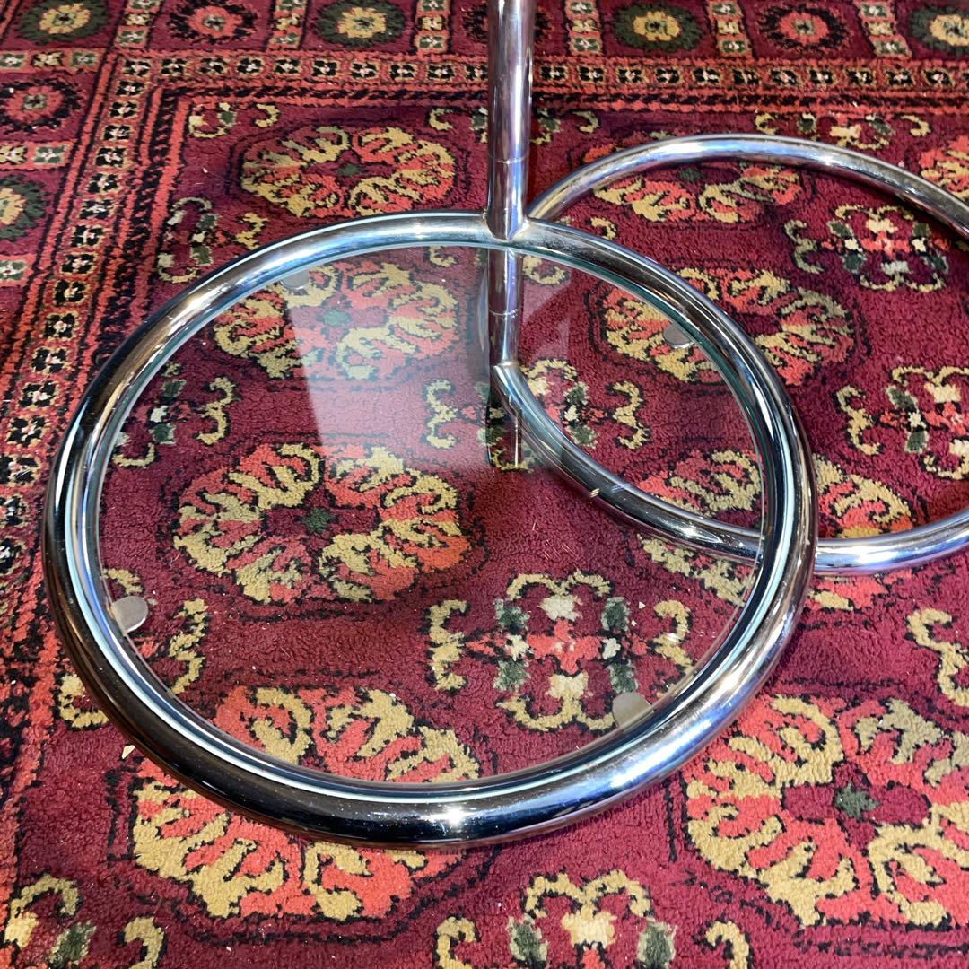 ミッドセンチュリー　ラウンドテーブル　スペースエイジ　 ガラス製3段テーブル